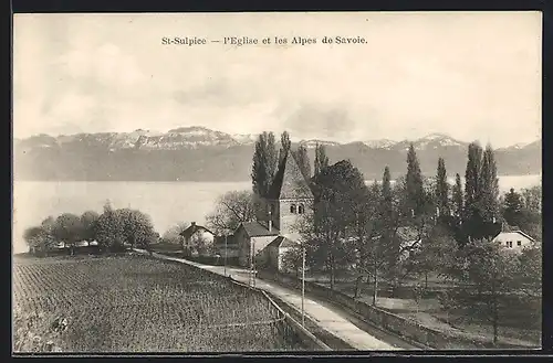 AK St. Sulpice, l`Eglise et les Alpes de Savoie