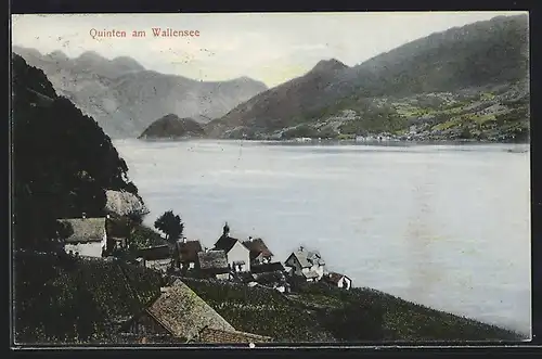 AK Quinten am Wallensee, Ortsansicht am Ufer