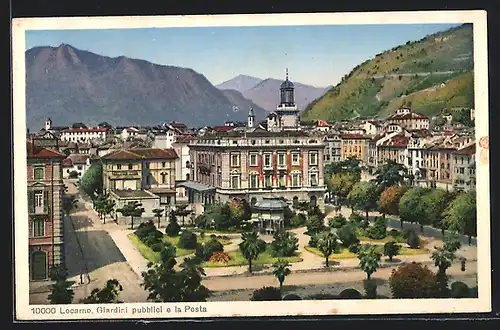 AK Locarno, Giardini pubblici e la Posta