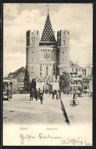 AK Basel, Strassenpartie am Spalenthor