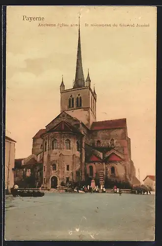 AK Payerne, Ancienne eglise avec le monument du General Jomini