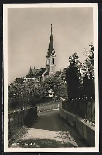 AK Rehetobel, Strassenpartie mit Kirche