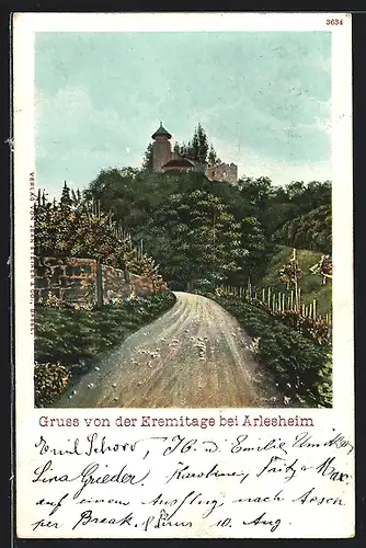 AK Arlesheim, Strassenpartie mit Blick zur Eremitage