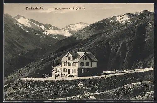 AK Furkapass, Hotel Galenstock mit Bergpanorama