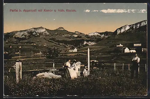 AK Appenzell, Partie mit Kamor u. Gasthaus Hoh. Kasten