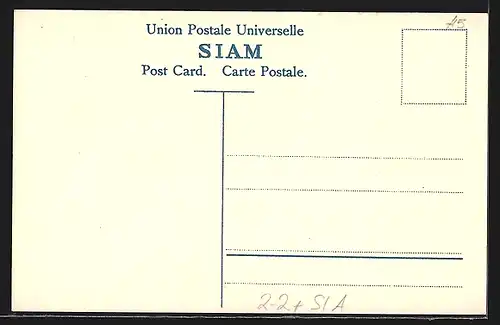 AK Briefmarken, Karte und Wappen von Siam