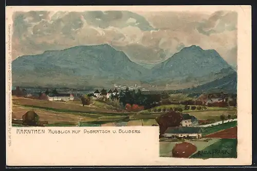 Künstler-AK Raoul Frank: Dobratsch, Panorama mit Bluberg und Dobratsch