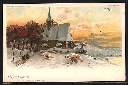 Künstler-AK Fritz Reiss: Wenzelskapelle im Schnee