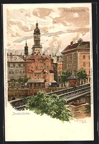Künstler-AK Otto Strützel: Innsbruck, Blick zur Altstadt m. Innbrücke