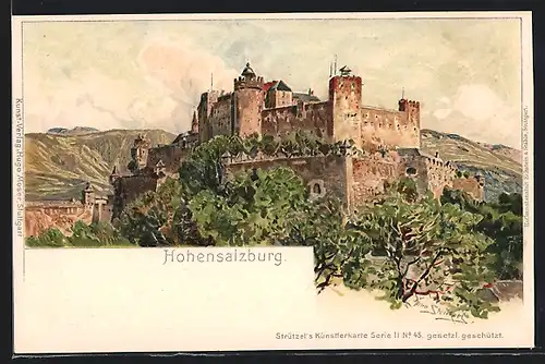 Künstler-AK Otto Strützel: Salzburg, Ansicht der Feste Hohensalzburg
