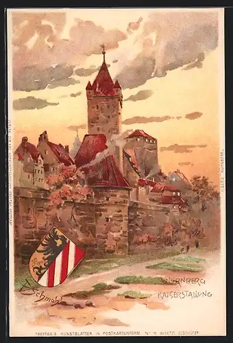 Künstler-AK Nürnberg, Kaiserstallung, Stadtwappen