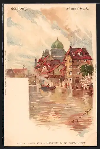 Künstler-AK P. Schmohl: Nürnberg, Partie an der Pegnitz