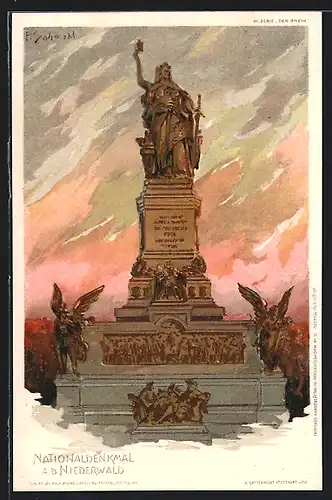 Künstler-AK P. Schmohl: Niederwald, Das Nationaldenkmal