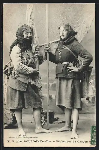 AK Boulogne-sur-Mer, Pecheuses de Crevettes, Krebsfischerinnen
