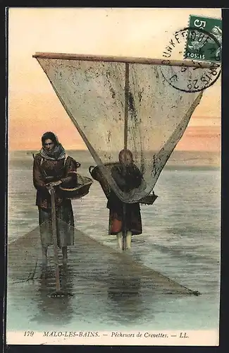 AK Malo-les-Bains, Pecheurs de Crevettes, Shrimp` fishermen, Garnelenfischer