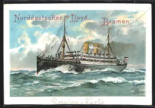 Künstler-AK Themistokles von Eckenbrecher: Bremen, Norddeutscher Lloyd, Passagierschiff auf unruhiger See