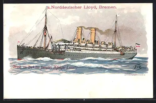 Künstler-AK Themistokles von Eckenbrecher: Bremen, Passagierschiff der Norddeutschen Lloyd