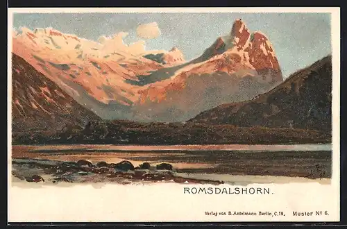 Künstler-AK Themistokles von Eckenbrecher: Romsdalshorn, Panorama im Morgenrot