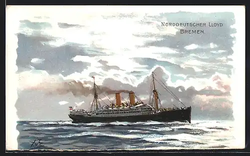 Künstler-AK Themistokles von Eckenbrecher: Bremen, Norddeutscher Lloyd, Dampfer auf ruhiger See