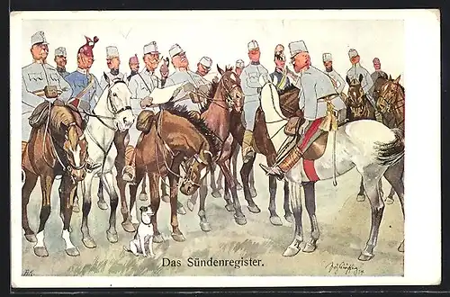 Künstler-AK Fritz Schönpflug: Österreichischer Generalstab zu Pferde
