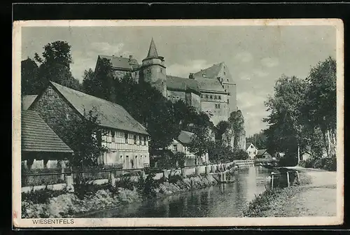 AK Wiesentfels / Fränk. Schweiz, Ortspartie am Fluss