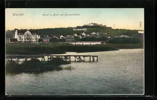 AK Werder /Havel, Havel mit Blick auf Bismarckhöhe