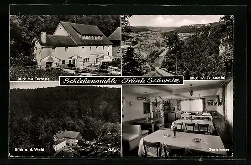 AK Egloffstein, Schlehenmühle / Fränk. Schweiz, Gasthaus-Pension Friedrich, Mehrfachansichten