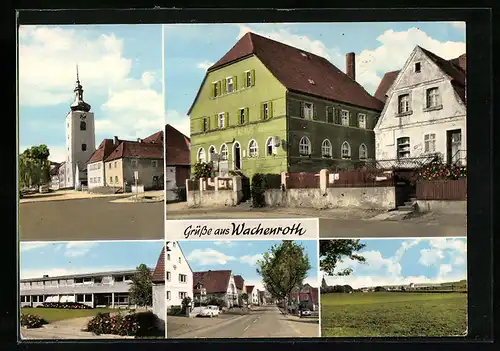 AK Wachenroth üb. Bamberg, Gastwirtschaft Otto Linsner, Strassenpartie mit Kirche