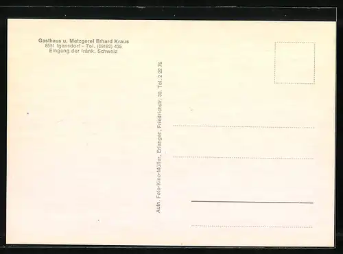 AK Igensdorf /fränk. Schweiz, Gasthaus u. Metzgerei Erhard Kraus, Ortsansicht
