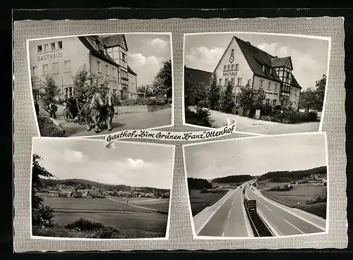 AK Ottenhof, Gasthaus Zum grünen Kranz, Panoramaansicht, Bundesautobahn A9