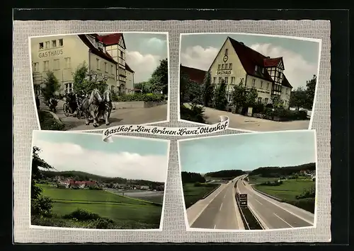 AK Ottenhof, Gasthaus Zum grünen Kranz, Panoramaansicht, Bundesautobahn A9