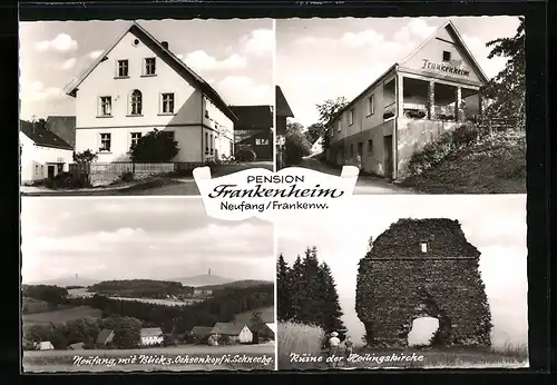 AK Neufang / Frankenwald, Hotel-Pension Frankenheim, Ruine der Heilingskirche