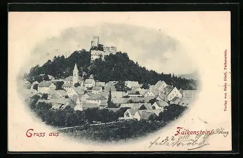 AK Falkenstein, Ortsansicht mit Burg