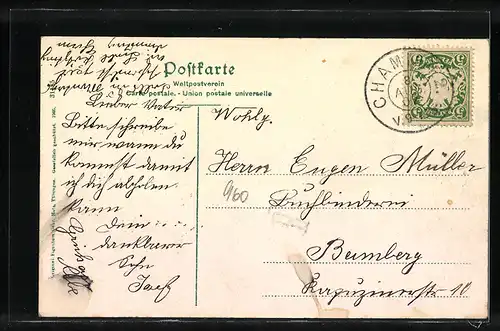 AK Cham, Marktplatz mit Kirche