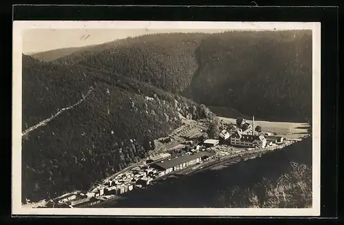 AK Stoffelsmühle-Nordhalben /Ofr., Schulmöbelfabrik Albert Menger aus der Vogelschau