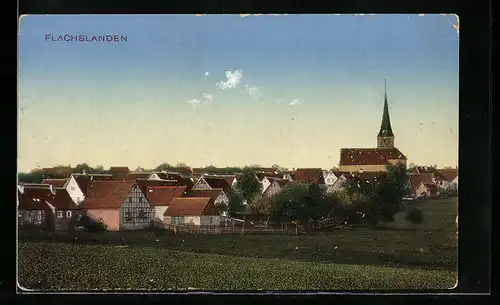 AK Flachslanden, Ortsansicht mit Kirche