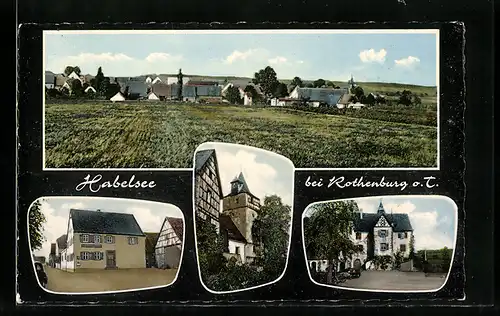 AK Habelsee bei Rothenburg o. T., Ortsansichten und Gasthaus zur Bierstube