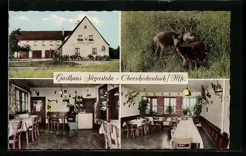 AK Oberscheckenbach, Blick auf das Gasthaus Jägerstube mit Speisesaal