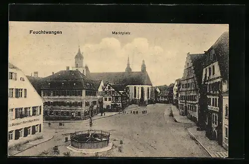 AK Feuchtwangen, Marktplatz aus der Vogelschau