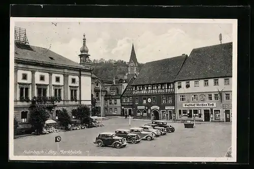 AK Kulmbach i. Bay., Marktplatz mit dem Gasthof Weisses Ross