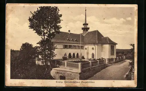 AK Ziegelhütten, Blick auf das Evang. Gemeindehaus