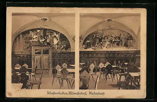 AK Kulmbach, Innenansicht Gasthaus Klosterkeller: Mönchshof