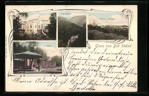 AK Bad Steben, Badeanstalt, Die Colonade, Totalansicht