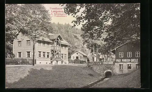 AK Geroldsgrün / Frankenwald, Gaststätte Forsthaus Langenau mit der Max Marien Quelle