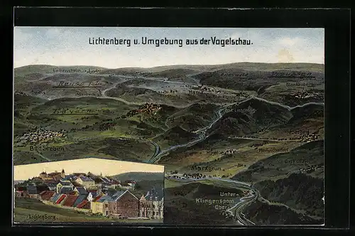 AK Lichtenberg, Stadt und Umgebung aus der Vogelschau, Ortsansicht