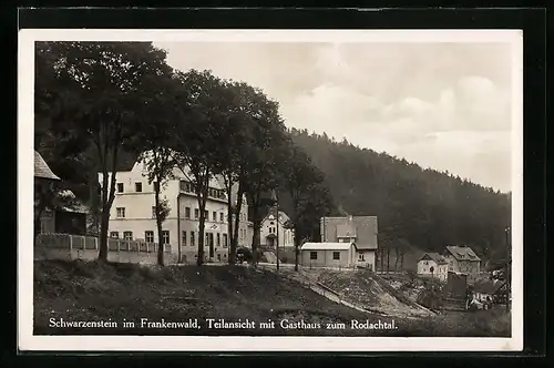 AK Schwarzenstein /Frankenw., Teilansicht mit Gasthaus zum Rodachtal