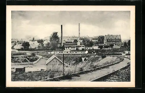 AK Selb /Bay., Ortsansicht mit Bahnschienen