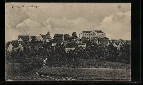 AK Marloffstein bei Erlangen, Ortsansicht mit Feldweg aus der Vogelschau