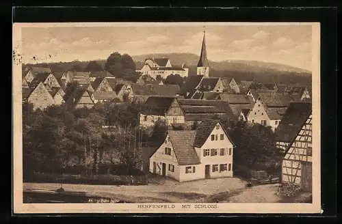 AK Henfenfeld, Ortspartie mit Schloss
