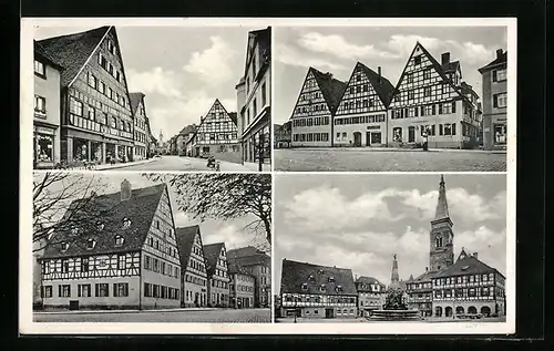 AK Schwabach, Marktplatz und seine Umgebung in vier Bildern